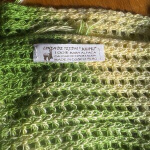 💯 baby alpaca scarf yellow green geometric Peruvian